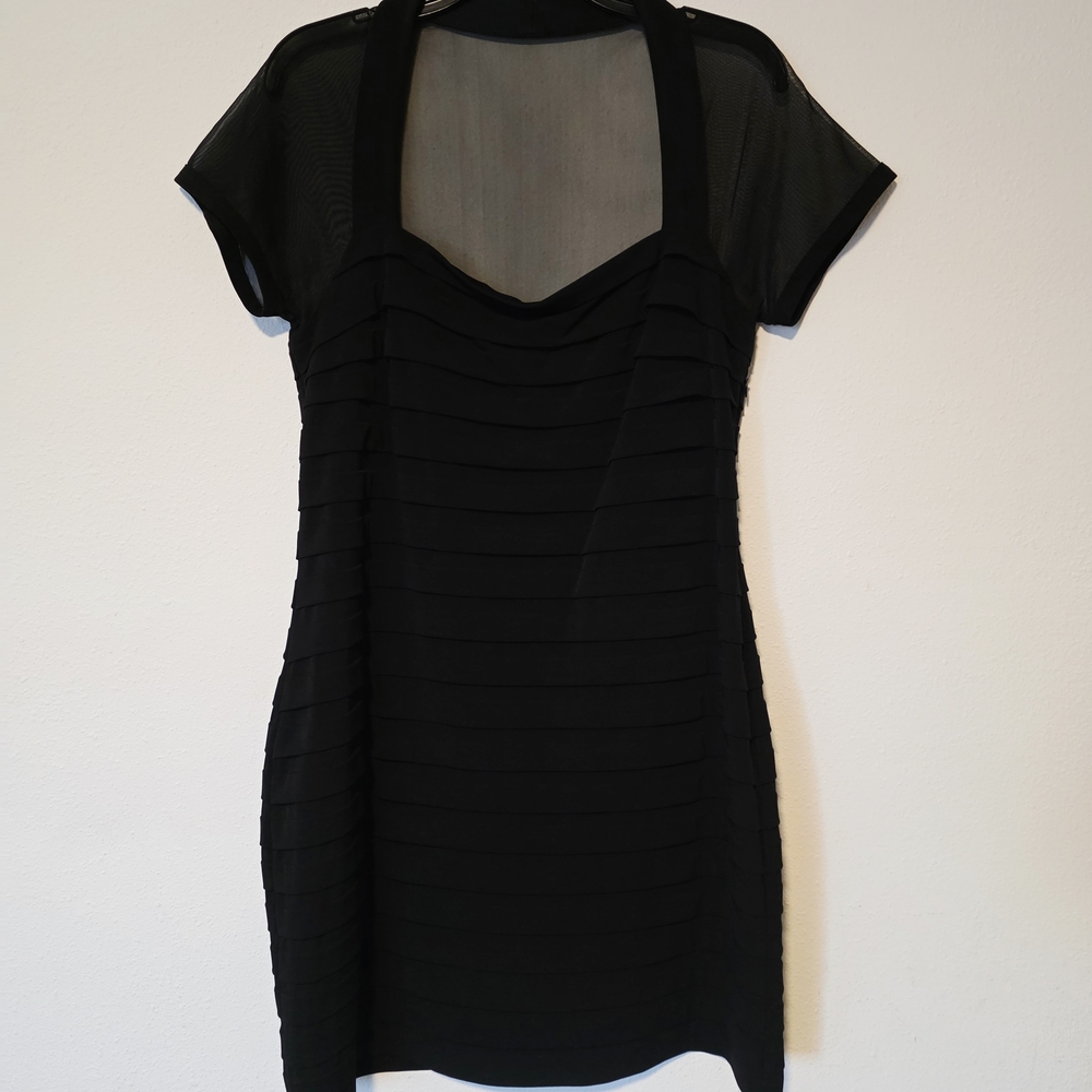 Maggy London Elegant Black Layered Mini Dress